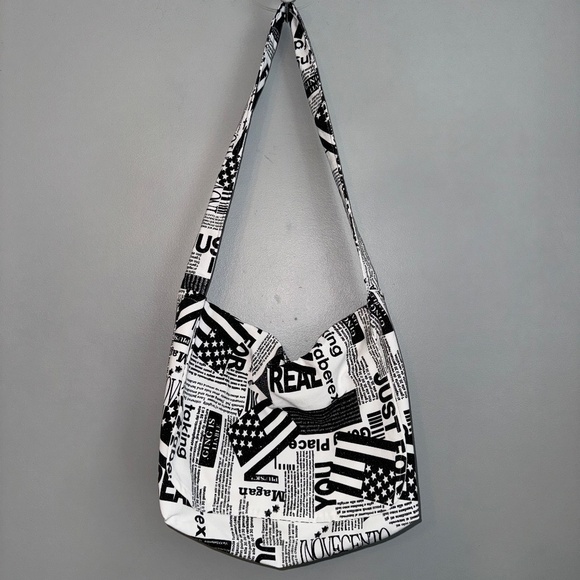 EUC Vintage Handmade Newspaper Print Shift Dress & Messenger Bag Size XL - Picture 8 of 14